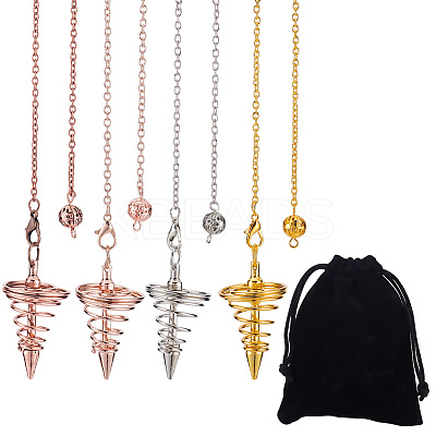 4Pcs 4 Colors Brass Cable Chain Coil Dowsing Pendulums HJEW-CP0001-02-1