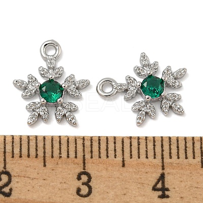 Flower Brass Micro Pave Cubic Zirconia Pendants KK-N254-102P-01-1