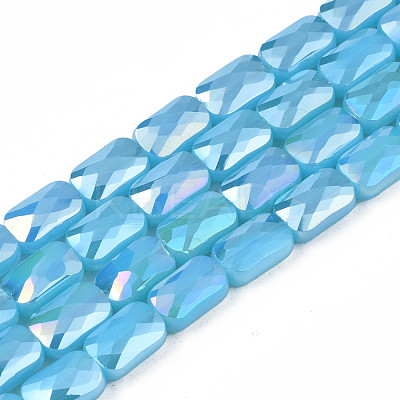 Electroplate Opaque Solid Color Glass Beads Strands EGLA-N002-25-A04-1