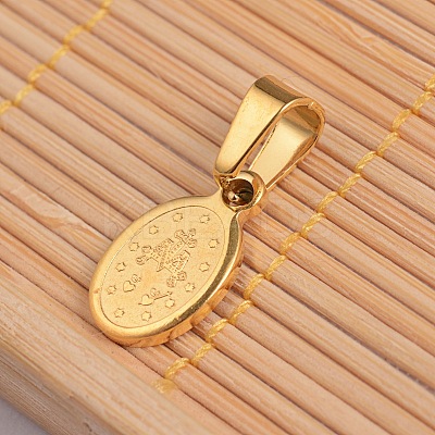 Oval with Virgin Mary & Word 304 Stainless Steel Charms STAS-I036-13-1