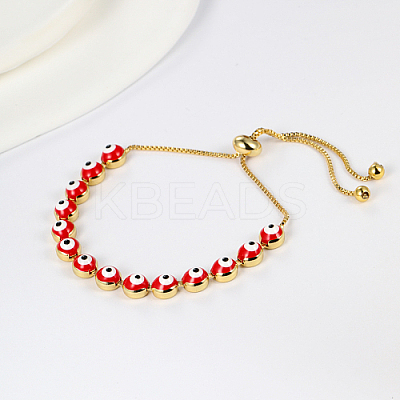 Brass Evil Eye Link Chains Slider Bracelet LU9837-1-1