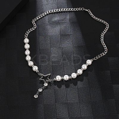 Star Pendant Necklace with Imitation Pearl TK4545-1
