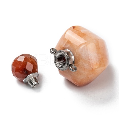 Faceted Natural Topaz Jade Openable Perfume Bottle Pendants G-P435-A-06P-1