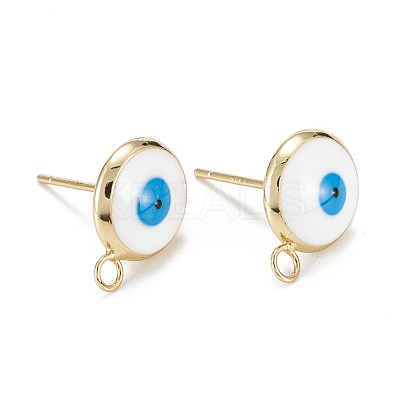 Eco-Friendly Brass Enamel Stud Earring Findings KK-H761-02G-C-1