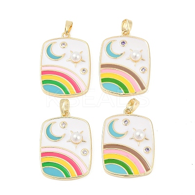 Brass Enamel Pendents KK-R212-07G-1
