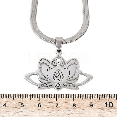 201 Stainless Steel Chakra Lotus Flower Hollow Pendant Necklaces LS-NJEW-K283-29P-1