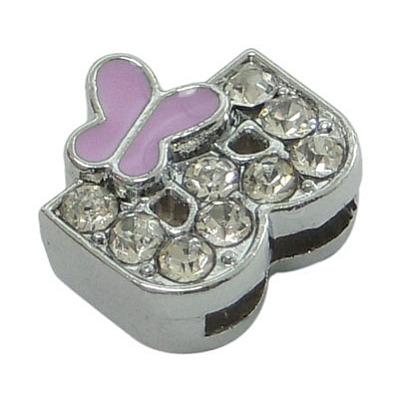Alloy Rhinestone Initial Slide Beads LS-ZP19-B-1