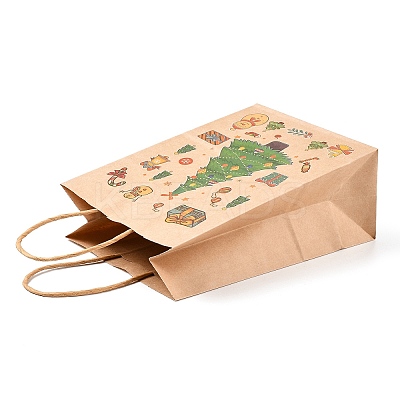 Christmas Theme Printed Kraft Paper Bags with Handles ABAG-M008-08E-1