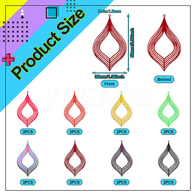 16Pcs 8 Styles Spray Painted 430 Stainless Steel Big Pendants STAS-TA0002-61-1