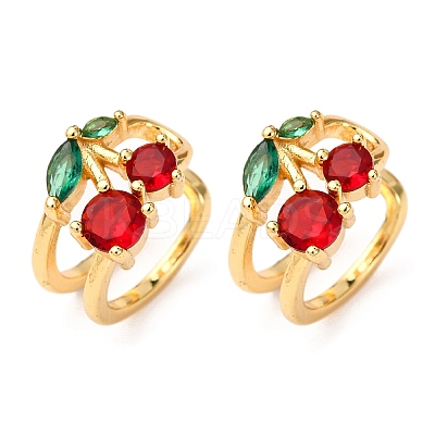 Brass Micro Pave Cubic Zirconia Cuff Earrings LS-EJEW-D328-06G-03-1