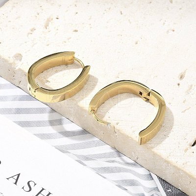 304 Stainless Steel Oval Hoop Earrings for Women EJEW-C096-66G-1