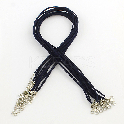 2mm Faux Suede Cord Necklace Making with Iron Chains & Lobster Claw Clasps NCOR-R029-04-1