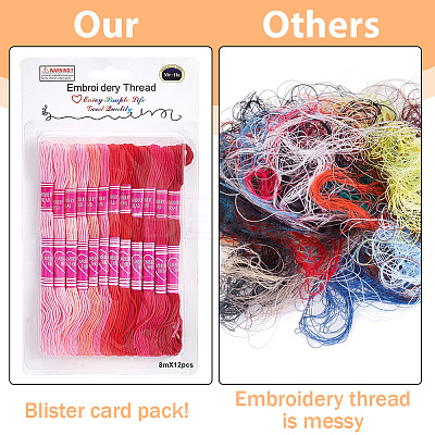 12 Skeins 6-Ply Polycotton(Polyester Cotton) Embroidery Floss DIY-CY0002-94E-1