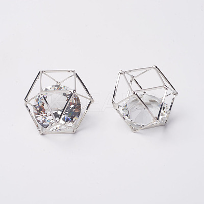 Brass Hollow Polygon Beads KK-M092-D-P-1