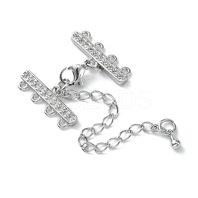 Brass Micro Pave Cubic Zirconia Chain Extender ZIRC-Q022-031P-NR-1