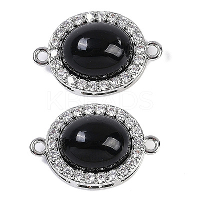 Brass Micro Pave Clear Cubic Zirconia Connector Charms KK-U043-50P-04-1