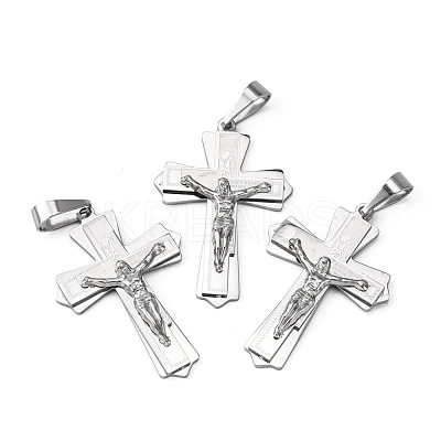 Tarnish Resistant 304 Stainless Steel Crucifix Cross Big Pendants for Easter STAS-V0493-79C-1