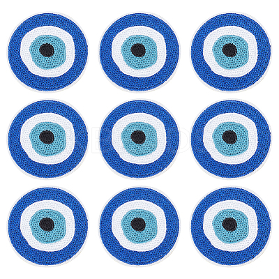 Evil Eye Pattern Cloth Computerized Embroidery Iron On/Sew On Patches LS-PATC-WH0011-14-1