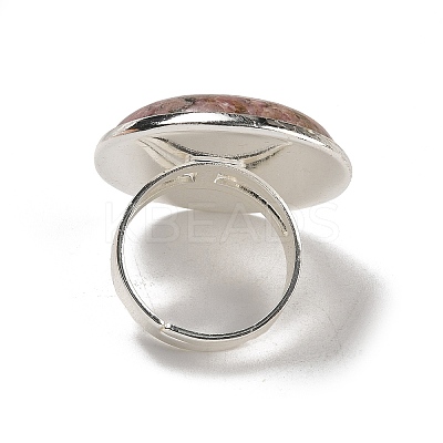 Natural Rhodonite Round Adjustable Rings RJEW-K371-09S-30-1