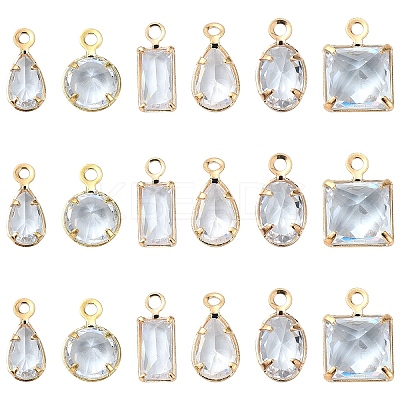 20Pcs Brass Cubic Zirconia Charms ZIRC-YW0001-12-1