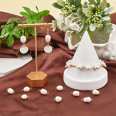 30Pcs Natural Cultured Freshwater Pearl Connector Charms PALLOY-SC00003-1