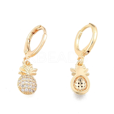 Clear Cubic Zirconia Pineapple Dangle Leverback Earrings EJEW-N012-99-1