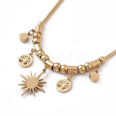 Synthetic Turquoise Pendant Necklace with 304 Stainless Steel Round Snake Chains LS-NJEW-P269-07B-G-1