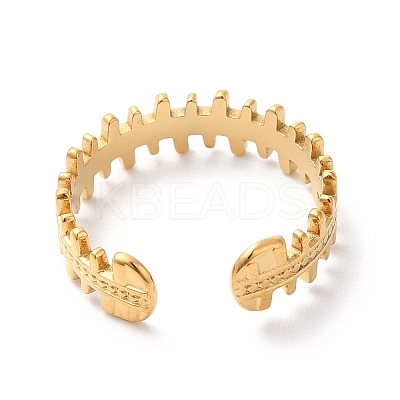 Ion Plating(IP) 304 Stainless Steel Zipper Shape Open Cuff Ring for Women RJEW-K245-36G-1