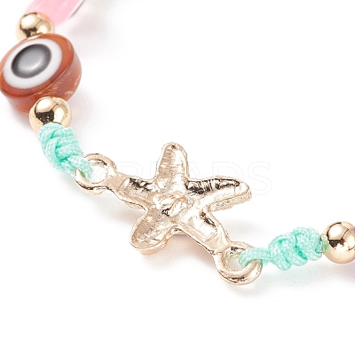 Resin Evil Eye Braided Bead Bracelet BJEW-JB08412-1
