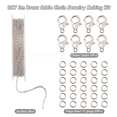 DIY 3m Brass Cable Chain Jewelry Making Kit DIY-YW0005-75P-1
