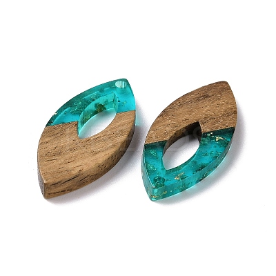 Transparent Resin & Walnut Wood Pendants RESI-N025-047A-02-1