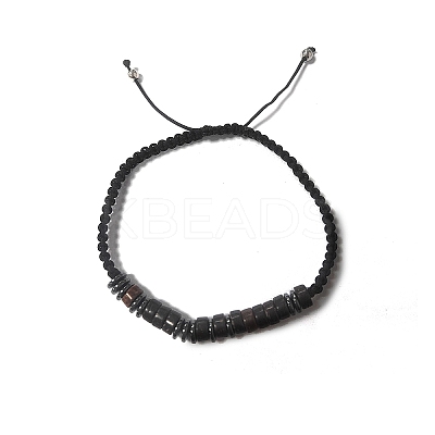 Coconut & Non-magnetic Synthetic Hematite Braided Bead Bracelet BJEW-PH01415-07-1