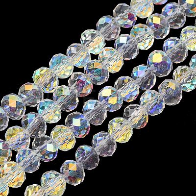 Electroplate Transparent Glass Beads Strands EGLA-A046-01A-21-1