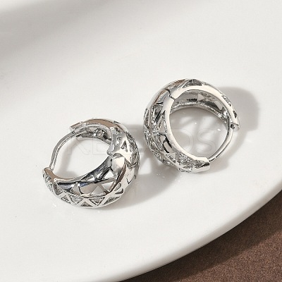 Hollow Triangle Brass Micro Pave Clear Cubic Zirconia Hoop Earrings EJEW-G452-04P-1