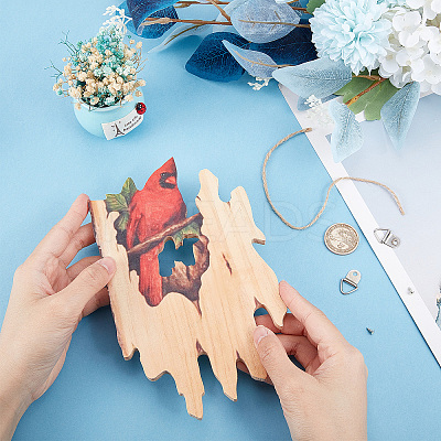 Wood Animal Hanging Ornaments HJEW-WH0053-08E-1