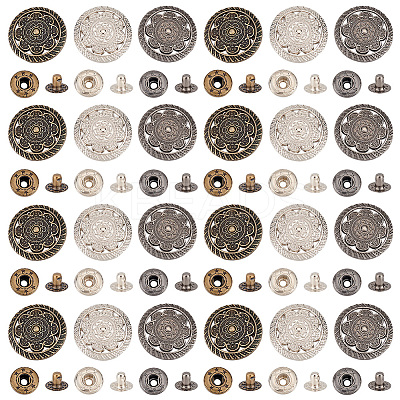 24 Sets 3 Colors Alloy Snap Buttons BUTT-OC0001-39-1