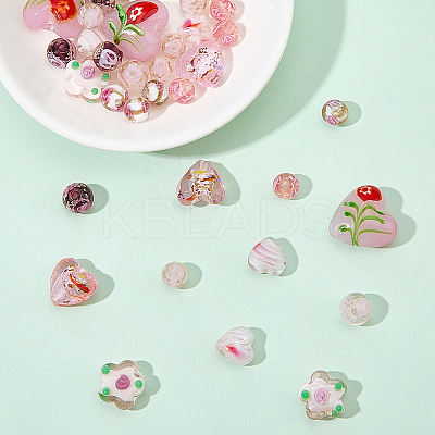 40Pcs 10 Styles Mixed Styles Handmade Lampwork Beads LAMP-PA0001-68B-1