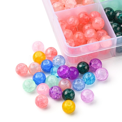 336Pcs 12 Colors Baking Paint Crackle Glass Bead Strands DGLA-YW0001-11-1