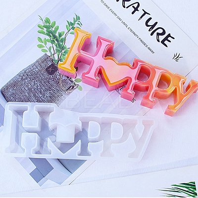 Word HAPPY DIY Candle Holder Silicone Molds SIL-F008-02A-1