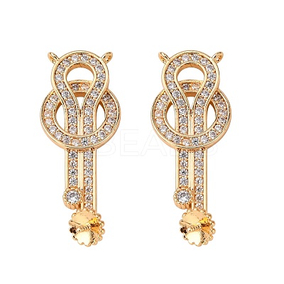 Brass Micro Pave Clear Cubic Zirconia Screw Eye Peg Bails Links Connectors KK-T062-89G-NF-1