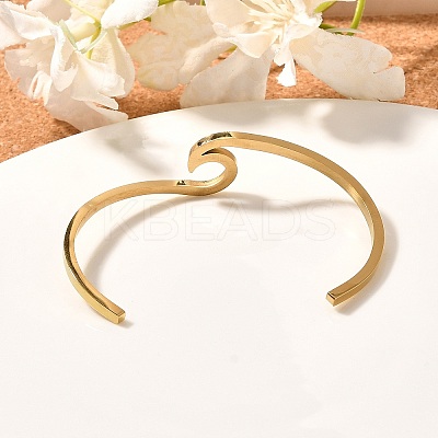 Ion Plating(IP) 304 Stainless Steel Cuff Bangles LS-BJEW-G611-01G-1