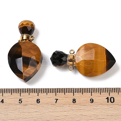 Natural Tiger Eye Faceted Teardrop Bottle Pendants G-A225-02G-04-1