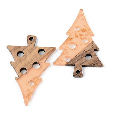 Transparent Resin & Walnut Wood Pendants RESI-S389-030A-B04-1