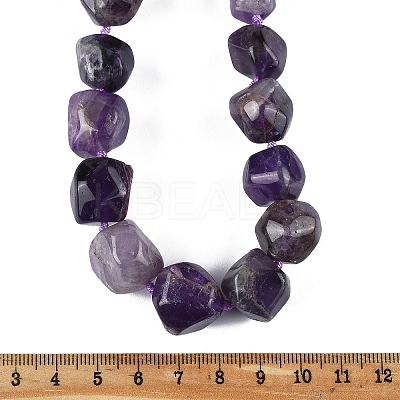 Natural Amethyst Nuggets Beaded Necklaces for Women Men NJEW-K388-01E-1