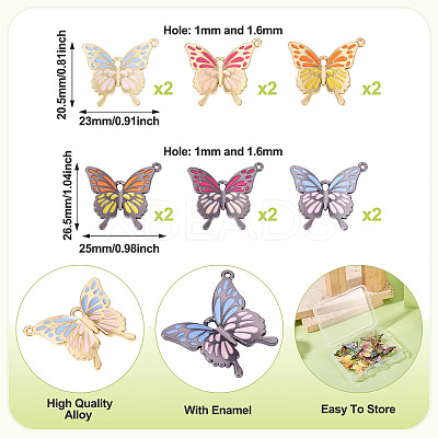 12Pcs 6 Styles Alloy Enamel Pendants FIND-TA0008-21-1