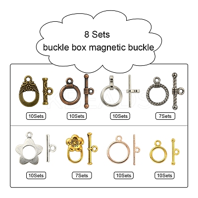 74Set 8 Style Tibetan Style Alloy Toggle Clasps FIND-YW0001-38-1