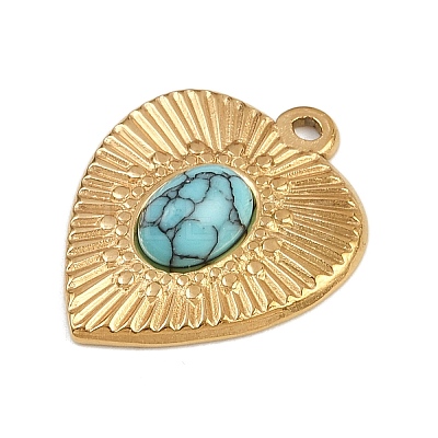 304 Stainless Steel Synthetic Turquoise Pendants STAS-K311-02G-1