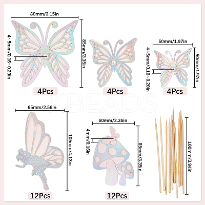 12 Sets 3 Styles Mushroom Fairy Butterfly Cake Topper Sets DIY-SC0024-82-1