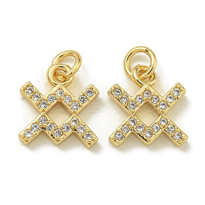 Rack Plating Brass Micro Pave Cubic Zirconia Pendants KK-K386-02F-G-1