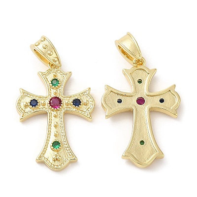 Brass Micro Pave Cubic Zirconia Pendants KK-M246-06G-1